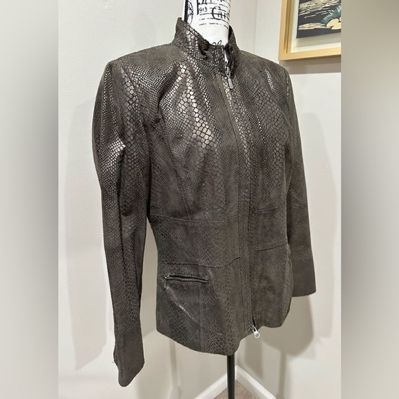 Alfani Brown Leather Jacket with Textured Finish - Picture 2 of 7